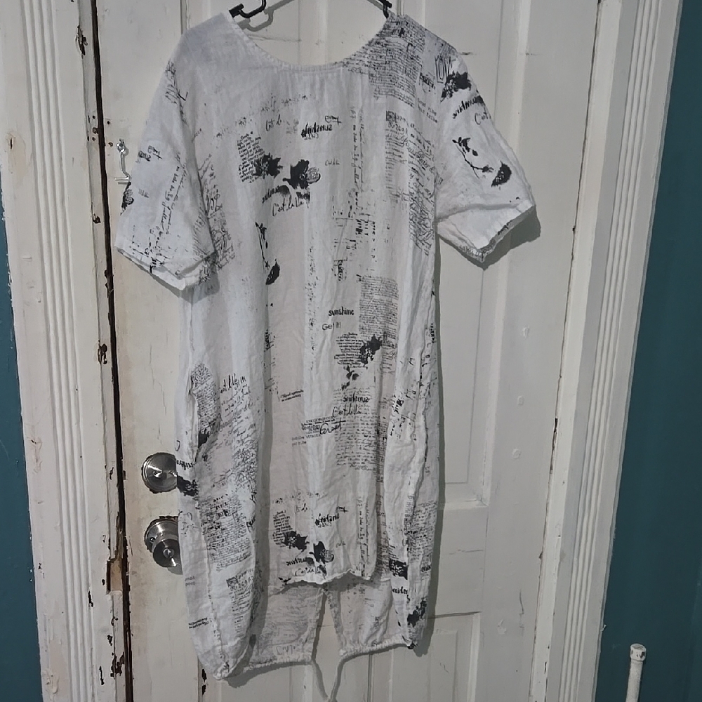 White Dress with Black Print